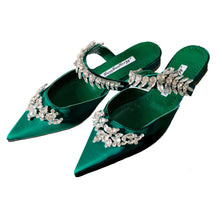 Women's High HeelsTemperament Baotou Silk Wheat Ear Rhinestones Muller Semi-Trailer Pump Pointed Stiletto Sandals