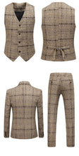 Traje De Hombre Elegante (Blazer+ Vest + Pants) Men's Fashion Business Gentleman Wedding Casual Plaid Cotton Linen British Suit