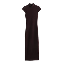 2024 Spring and Summer New Sweet and Spicy Slim Fit Waist Slimming Half Tall Collar Long Knitted Dress Straight Barrel Skirt