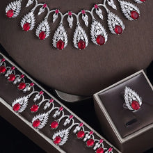 2024 Clever Dubai Water Drop 4-piece Necklace and Earring Set with Cubic Zirconia Jewelry for Women's Wedding Party Gifts