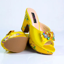 Fashion Women's Shoes High Heels Sexy Ladies Party Wedding Pattern Embroidery Mules High Heel Sandal Casual Beach Shoes For Lady