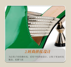 High Heel Slippers Pointed Toe Shoes Woman Elegant Mules Shoes Women Black Green Metal Heel Outdoors Womens Slippers Big Size