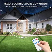 Solar Lights Outdoor 346 LED Solar Wall Lamp with Motion Sensor 3 Modes Waterproof 4 Heads Security Floodlight for Yard Garage