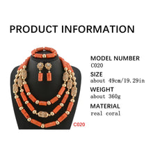 Latest Coral Jewelry Sets Nigerian Dubai Orange Necklace Sets of Beads African Bridal Jewelry Sets