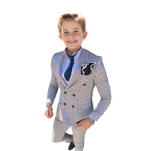 Double Breasted Plaid Formal Suits for Boys 3-16 Years Old Children 2 Pieces Classic Tuxedos Checked Wedding Suits Sets