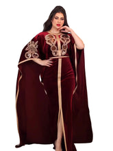 Ramadan Luxury Muslim Fashion Bat Sleeve Moroccan Turkiye Dubai Dress Middle East Arab Dress Sequins Golden Velvet Long Dress