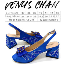 Venus Chan-Italian Shoes and Bags Matching Set for Women Bow Rhinestones Peep Toe High Heels Purple Color Nigerian Party 2024
