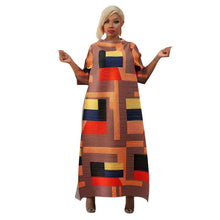 2023 Fashion African 3/4 Sleeve Polyester Plus Size O-Neck Pleated Long Dress Dashiki African Clothes African Dresses for Women