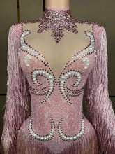 Stage Latin dance cha-cha dance practice suit stretch slim skirt fringe flash small diamond pearl design suit