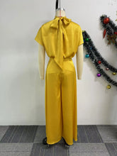 African Fashion 2024 New in Women Two 2 Piece Sets Outfit Soft Satin Lace Up Top and Wide Leg Pants Set Matching Set