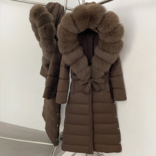 Real Fox Fur Collar Puffer Jacket Duck Down Thuck Coat For Women