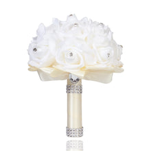 Cheapest PE Rose Bridesmaid Wedding Foam flowers Rose Bridal bouquet Ribbon Fake Wedding bouquet