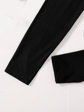 Children's clothing girls' fashion set with English printed round neck long sleeves and black slim fit pants 2-piece set