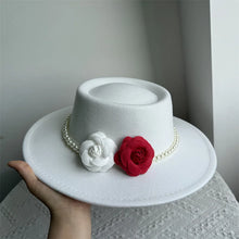 French Style Fedora Hat for Women 10CM Wide Brim Flat Top Felt Hat Winter Autumn Derby Wedding Jazz Hats