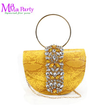 2025 Autumn New Design Specials Italian Women Shoes and Bag Set Comfortable Mid Heels With Rhinestone in Yellow Color