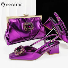 Queena Yan High-end Matching! Elegant Women's Shoes and Bag Shiny Big Rhinestone Wedding OL Luxury Fashion Shoes Good Quality