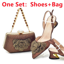 Ladies Shoe and Bag Set Latest Designers Luxury Italian Party Shoes and Bag Set for Women Rhinestone Wedding Bride Shoes Woman