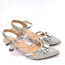 Women's Italian Fashion Peep Toe Pump Shoes with Matching Bag Set for Wedding And Party Med Heel Bling Embellished Mary Janes