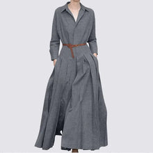 Elegant Shirt Dress for Women Fashion Lapel Temperament Long Dress Spring Autumn New Casual Office Ladies Maxi Dress Modest Robe
