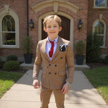 Double Breasted Plaid Formal Suits for Boys 3-16 Years Old Children 2 Pieces Classic Tuxedos Checked Wedding Suits Sets