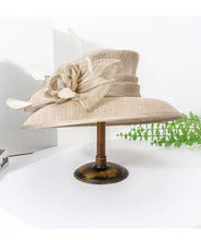Luxury Blue Sinamay Church Hat For Women Elegant Feather Wedding Bridal Bowler Hats Cocktail Party Derby Cap Chapeau Femme