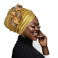 2024 New African Women's Turban Cap Nigeria Auto Gele Headtie Already Made Wedding Geles Female Head Wraps with Diamond Flower