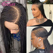 Synthetic Box Side Part Braided Wigs For Black Women Cornrow Braids Lace Wigs Full Lace Front Wig Braid African Hair Braided Wig