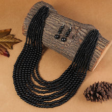 1SET African Style Multi-Layer Wooden Bead Jewelry Set Chokers Necklace Colorful Bohemian Necklace Earrings Set Party Jewelry