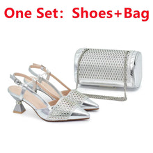 New Arrival Women Italian Shoes and Matching Bags Sets Decorated with Rhinestone Fashion Party Shoes and Bag Match for Women