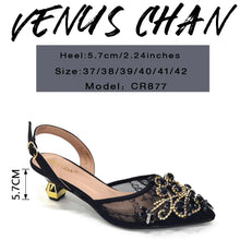 Venus Chan Nigerian Elegant Lace Net Style Green Crystal Low Heel Shoes And Three-Dimensional Mini Bag Commuter Women's Shoes