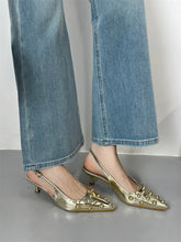 Summer 2025 Fashion Rivet Design High Heeled Sandals Women Sexy Pointed Toe Back Strap Dress Shoes Stripper Pumps Zapatos Mujer