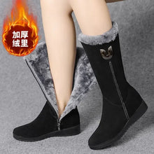 Warm High Fur Boots Women Winter Chunky Mid-calf Boots