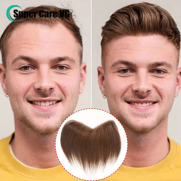 16x2cm Human Hair Toupee Men Forehead Hairpiece Patch Hairline Invisible Seamless Ultra Thin Skin PU Men's Capillary Prosthesis