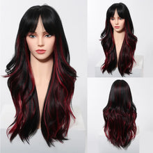 Long Black Green Mix Cospaly Wig Synthetic Hair High Quality Wig for Women Party Daily Use Heat Resistant Straight Natural Wigs