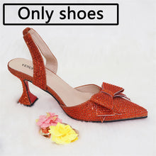 2023 New Arrivals Special Design Purple Color African Women Shoes and Bag Set Pointed Toe Pumps for Wedding Party