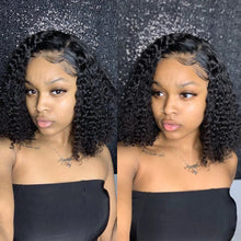Wear And Go Glueless Wig Short Kinky Curly Bob Frontal Wig 12A Malaysian Lace Front Human Hair Wigs Wet And Wavy Water Wave Wig