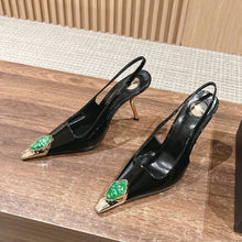 Women's Gem Metal Pointed Temperament High Heels with Sexy Empty Sandals