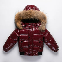 Kids Winter Down Jacket For Real Fur Waterproof Shiny Thick Warm Jackets