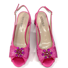 Venus Chan-Italian Shoes and Bags Matching Set for Women Bow Rhinestones Peep Toe High Heels Purple Color Nigerian Party 2024