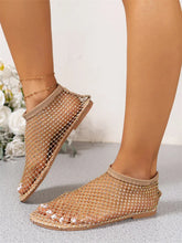 Msfilia Round Toe Sandals With Hollowed Out Internet Famous Diamond Studded Short Boots Summer Sexy Plus Size Flat Shoes