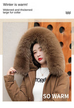 Women's Long Fashionable Hooded Winter Fur Collar Jacket
