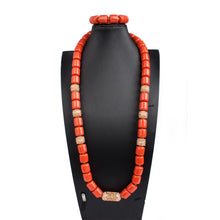 32 inches Long Orange Beads African Jewelry Set Women Bridal Party Costume Necklace Jewelry Set
