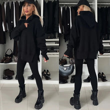 2024 Autumn and winter new casual loose solid color printed hoodie set home clothing 2-piece pantsuit women's clothes