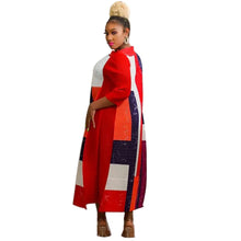 2023 Fashion African 3/4 Sleeve Polyester Plus Size O-Neck Pleated Long Dress Dashiki African Clothes African Dresses for Women