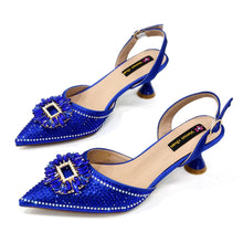 2025 Nigerian Women's Party Shoes and Bags Medium Heel Pointed Toe Elegant Party Footwear With Matching Color Handbag for Women