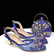 Venus Chan Nigerian Elegant Lace Net Style Green Crystal Low Heel Shoes And Three-Dimensional Mini Bag Commuter Women's Shoes
