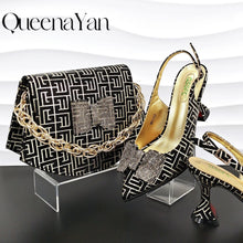 New Design Texture Nigeria Elegant Fashion Women's Banquet Pointed Toe High Heels And Bag Set For Wedding Party