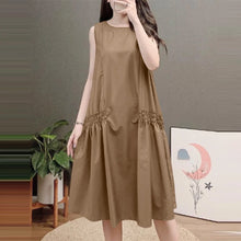 ZANZEA Summer Women's A-line Midi Dresses Casual O-Neck Shirring Pleated Tank Vestidos 2025 Fashion Holiday Solid Robes Femme