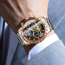 BINBOND Lurury Men's Watches Trend Fashion Original Quartz Watch for Man Flywheel Style Chronograph Waterproof Moon Phase Dress