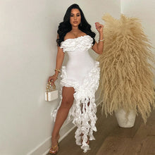 Women Strapless Ruffles Tassel Splicing Irregular Birthday Bodycon Midi Maxi Dress 2025 Even Sexy Party Dresses Vestidos